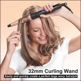 MADURIAO curling wand LCD display and 14 heat settings for control.