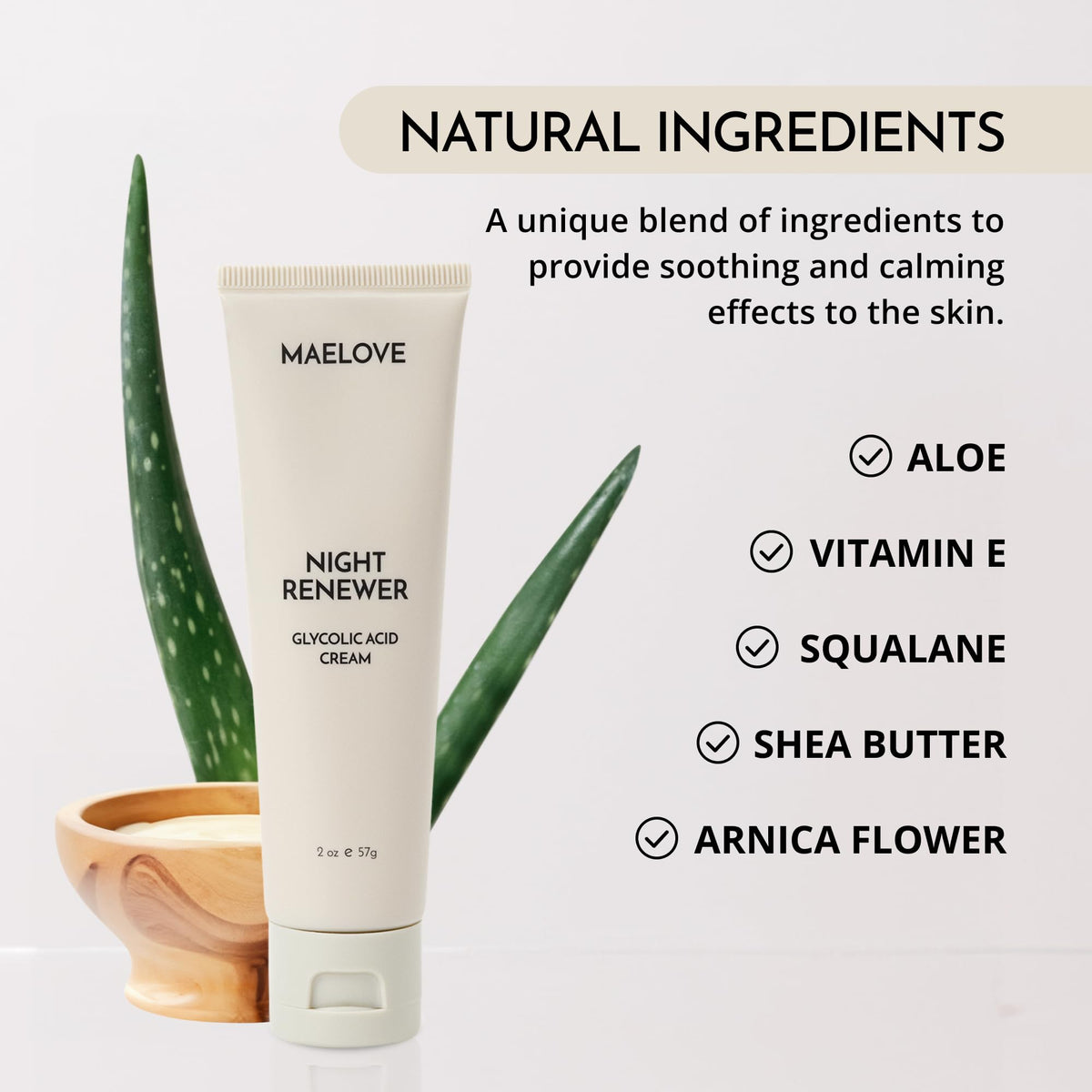 Applying MAELOVE Night Renewer at night supports renewal and nourishment.