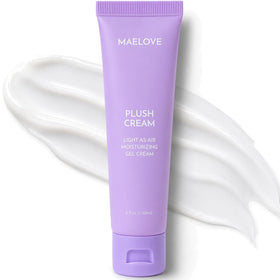 MAELOVE Plush Cream texture close-up highlighting featherweight hydration for sensitive skin.