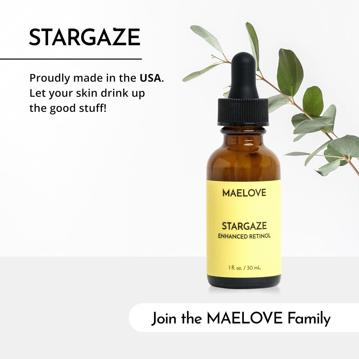MAELOVE Stargaze application scene, easy nightly massage promoting smoother, hydrated skin.