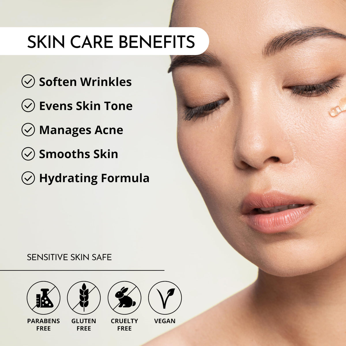 MAELOVE Stargaze serum texture swatch, silky formula designed for even skin tone.