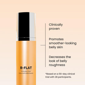 MAELYS B-FLAT cream application closeup illustrating even tone and reduced stretch appearance.