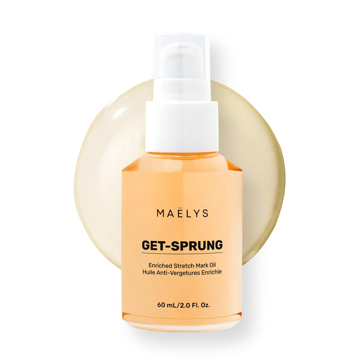 MAËLYS Get-Sprung stretch mark oil bottle with smooth, fast-absorbing finish