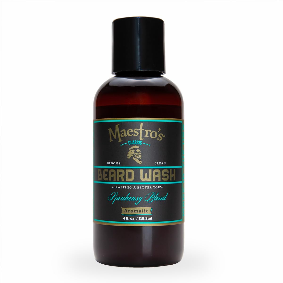 Maestro's Classic Beard Wash bottle front showcases deep cleansing for all beard types.