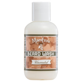 Maestro's Classic Beard Wash bottle, unscented, for gentle cleansing and beard softness.