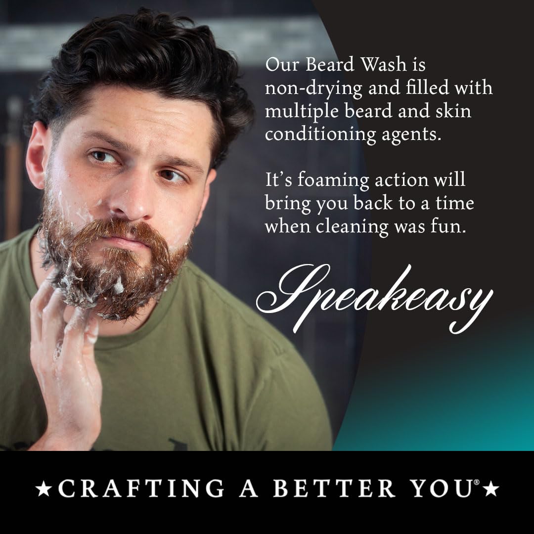 Maestro's Classic Beard Wash in shower, rinsing away residue while hydrating skin.
