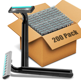 MAGDIY disposable razors 200-pack packaging for bulk hotel and shelter supplies