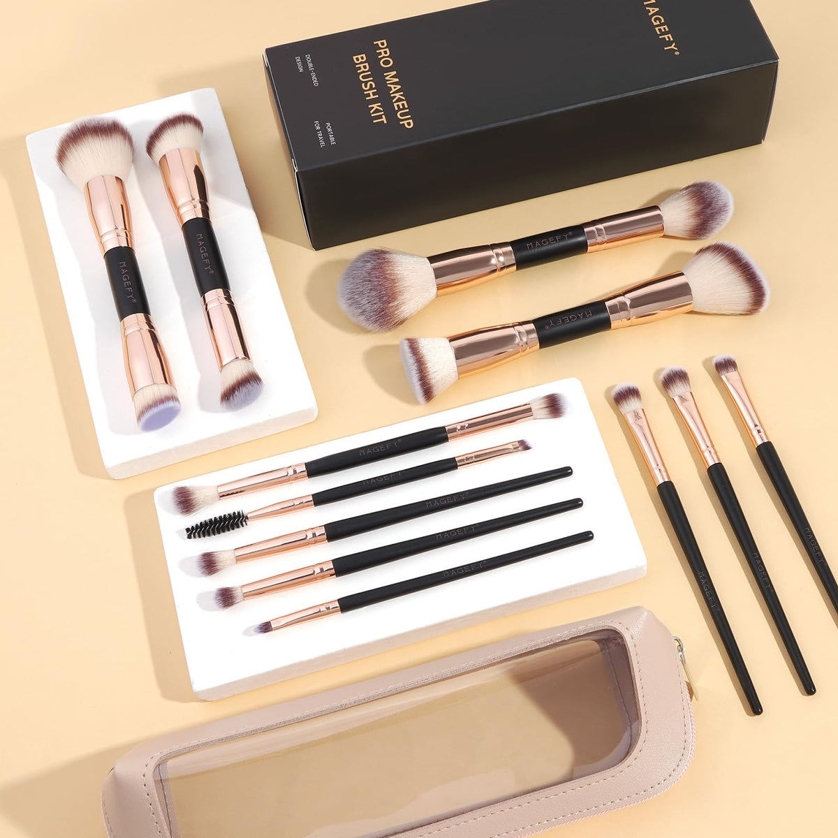 MAGEFY Black-Gold brush set close-up with sleek style