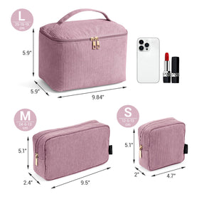 Magefy corduroy makeup bags with large capacity for travel
