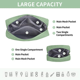 MAGEFY compact cube makeup bag green with zip for travel organization