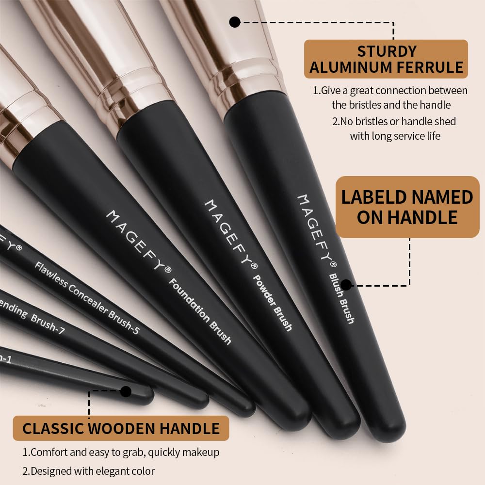 MAGEFY eyeshadow blending brush helps soften edges for professional-looking lids.
