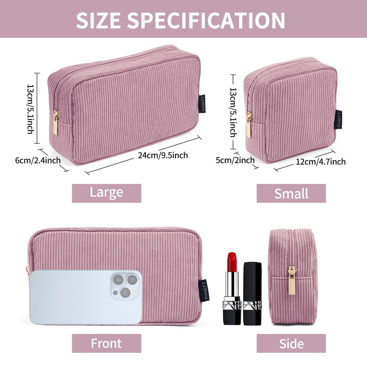 MAGEFY lightweight makeup bag designed for travel and everyday organization.