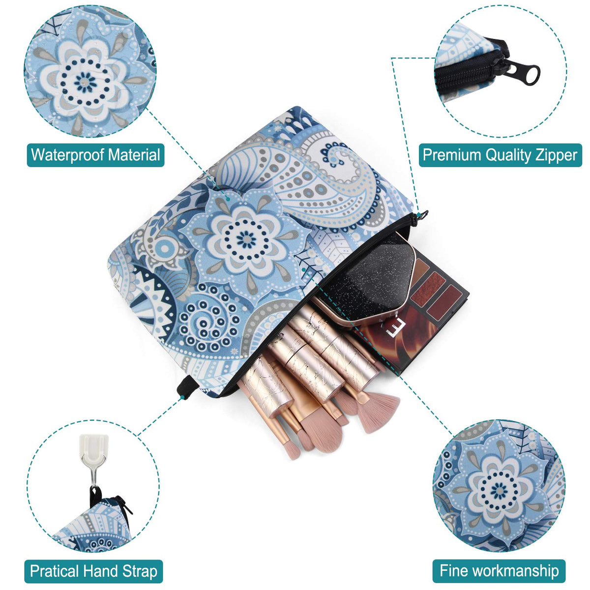 MAGEFY makeup bag black-zipper profile emphasizes secure closure for on-the-go use