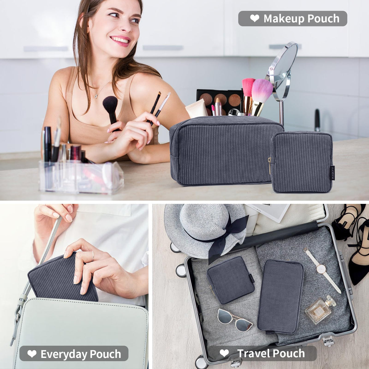 MAGEFY bag shown in backpack or purse for easy organization