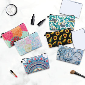 MAGEFY makeup bag flower-patterns closeup highlights colorful, stylish storage for daily essentials