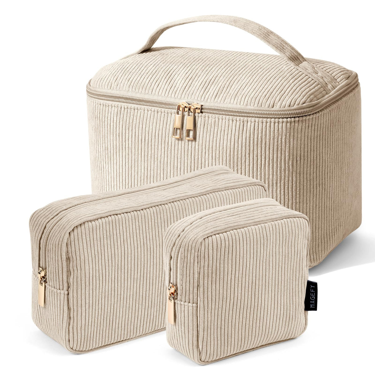 Magefy makeup bag with handle shows organized storage for travel