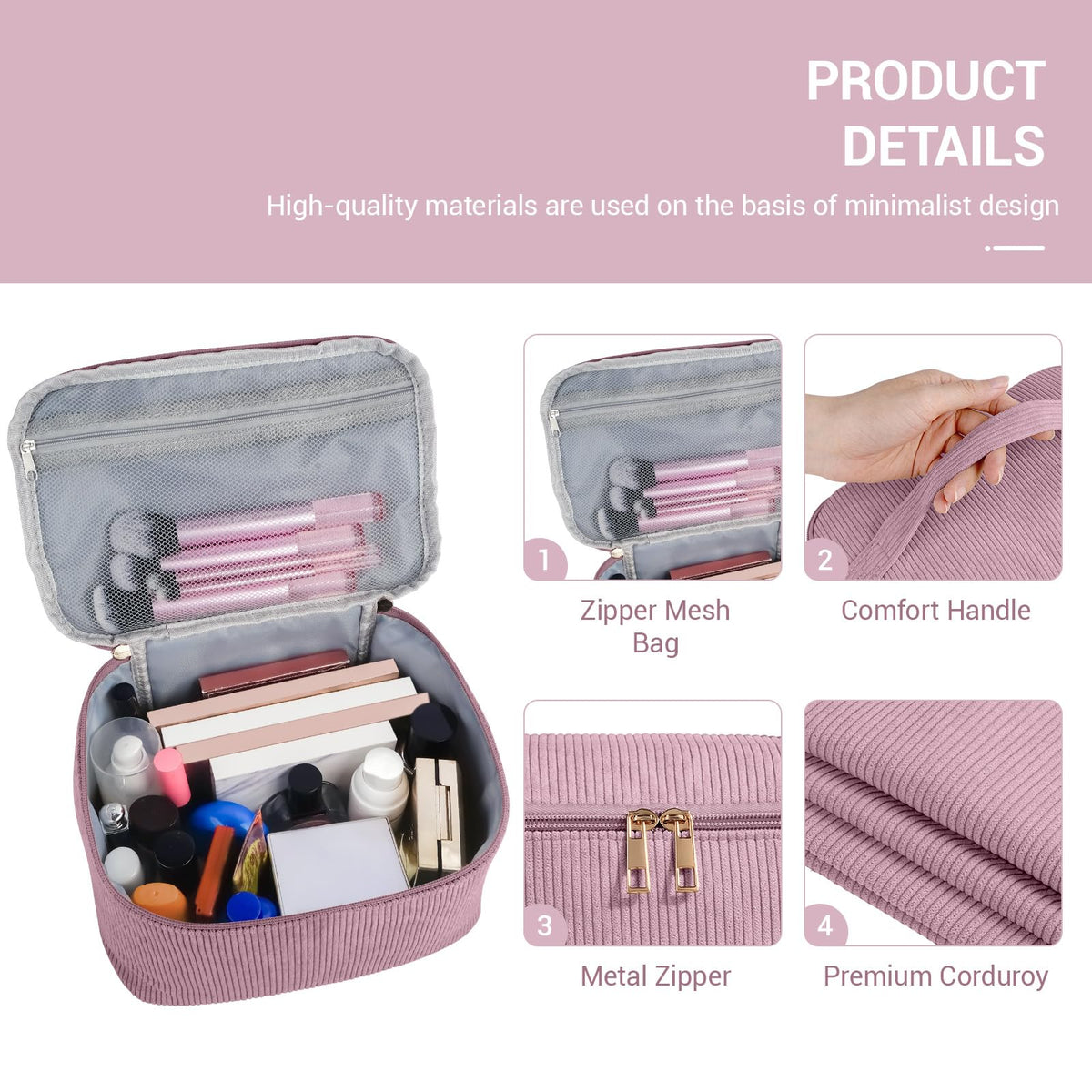 Magefy makeup bag interior pockets for quick access