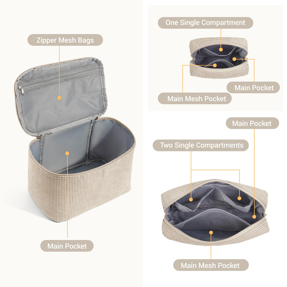 Magefy makeup bag large capacity fits essential cosmetics for trips
