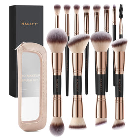 MAGEFY 12-piece makeup brush set with bag for travel and on-the-go touch-ups