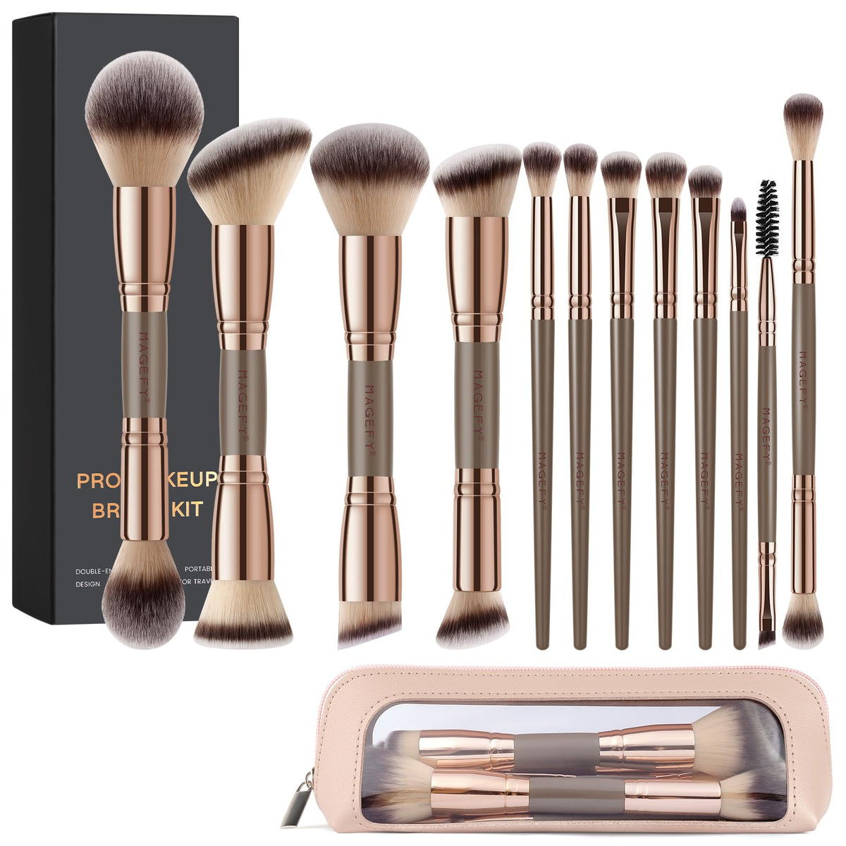 MAGEFY makeup brushes 12pcs with bag for organized on-the-go use