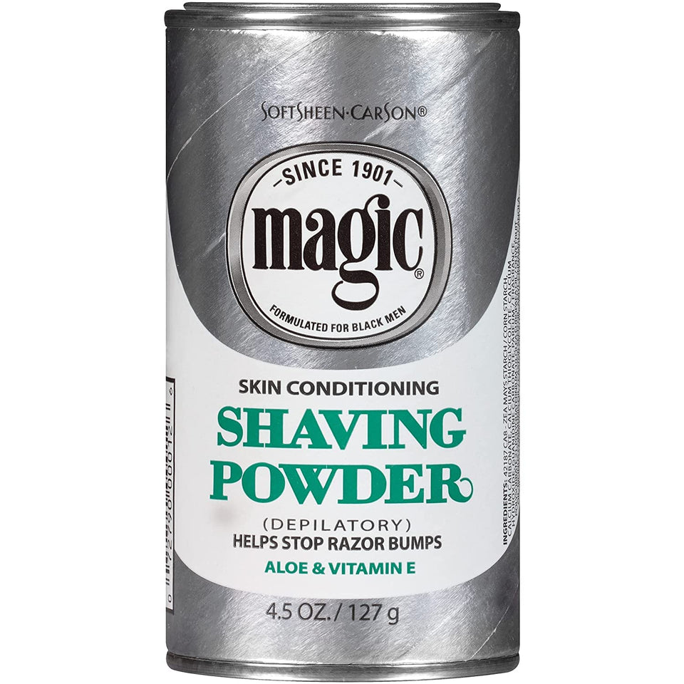 Magic Skin Conditioning Shaving Powder pack 4.5 oz – four containers for long-lasting use.