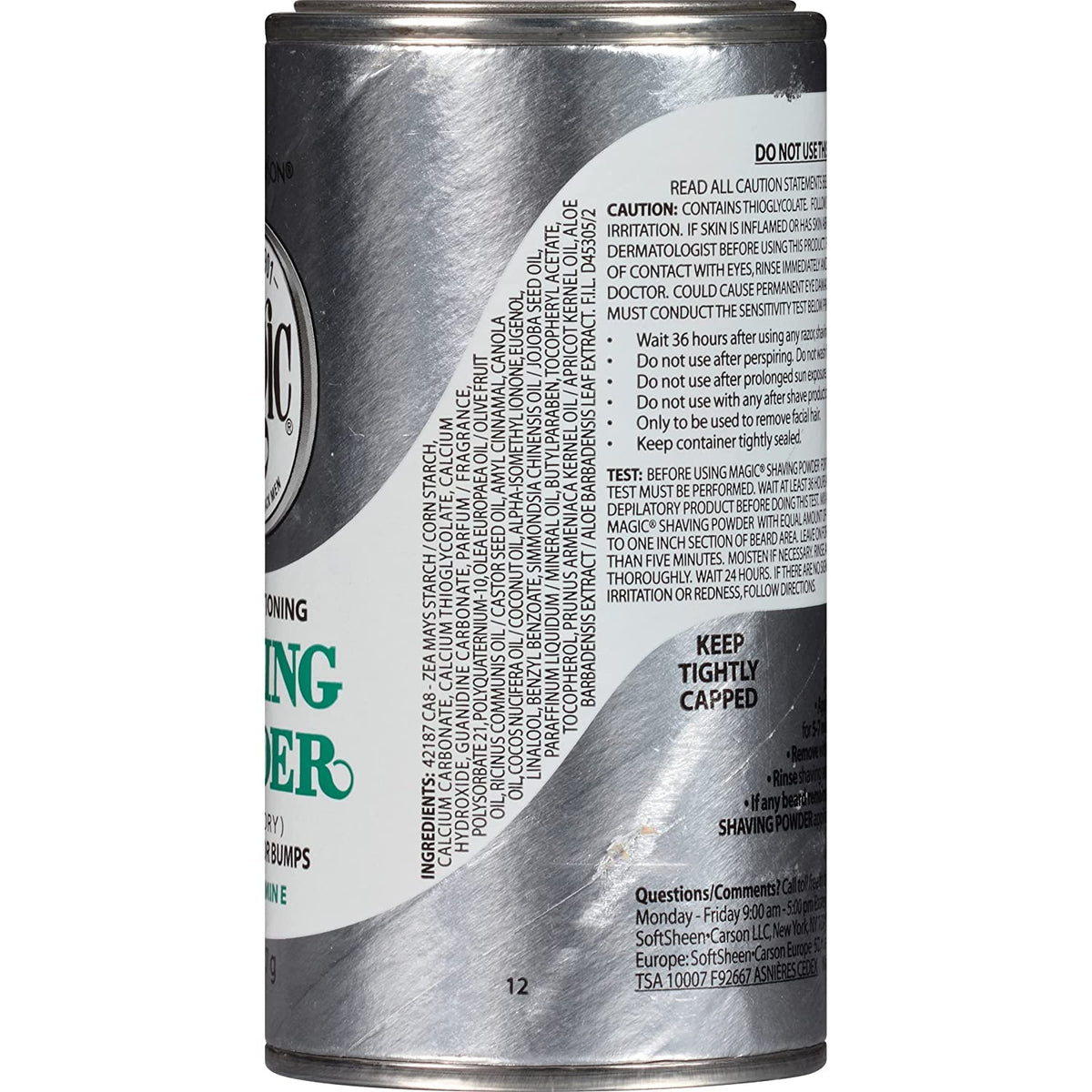 Magic Skin Conditioning Shaving Powder paste applied to the face for precise hair removal.