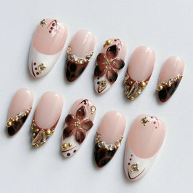 MAGLFELL brown almond nails 10pcs set for quick, salon-like manicures at home
