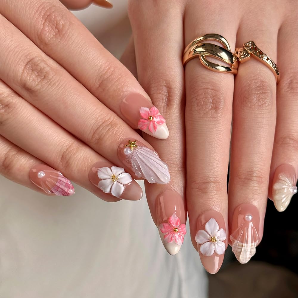 Maglfell press-on nails with acrylic texture offer durable, reusable options.