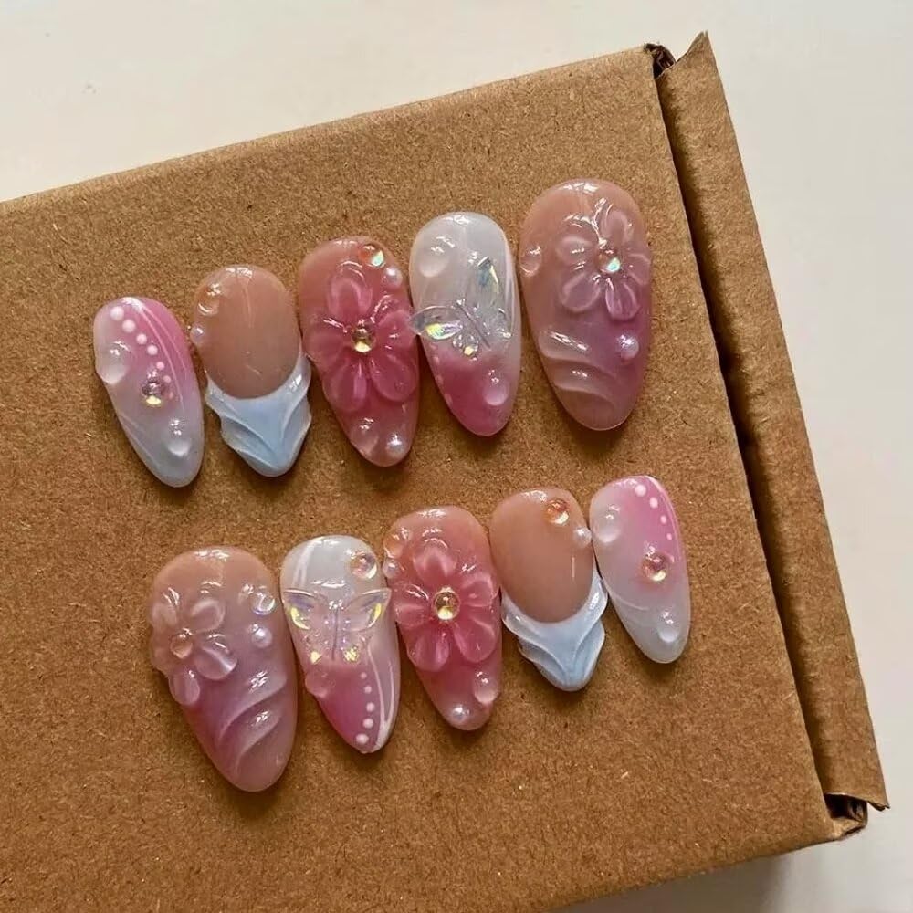 MAGLFELL small almond press-on nails for quick at-home manicures
