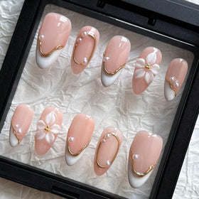 MAGLFELL spring press-on nails in almond design for quick at-home manicures.
