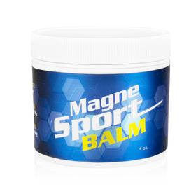 MagneSport topical balm 4oz jar front view for athletic recovery after workouts.