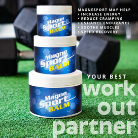 Shoulder application scene with MagneSport balm easing tension after training.