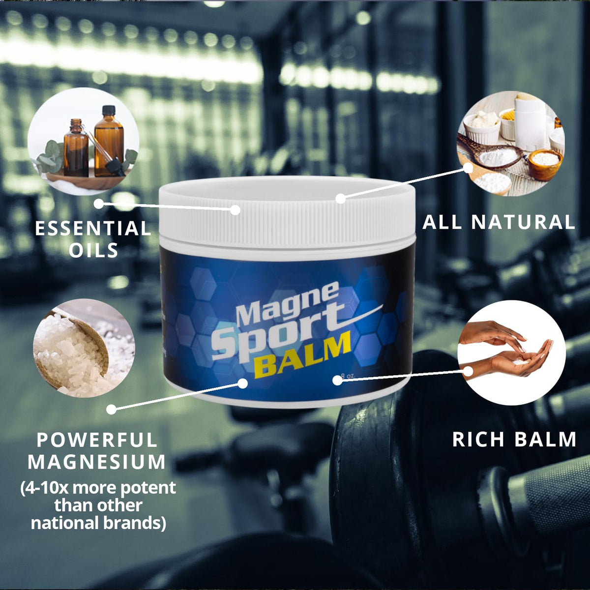 Texture close-up of MagneSport balm highlighting rich, smooth application.