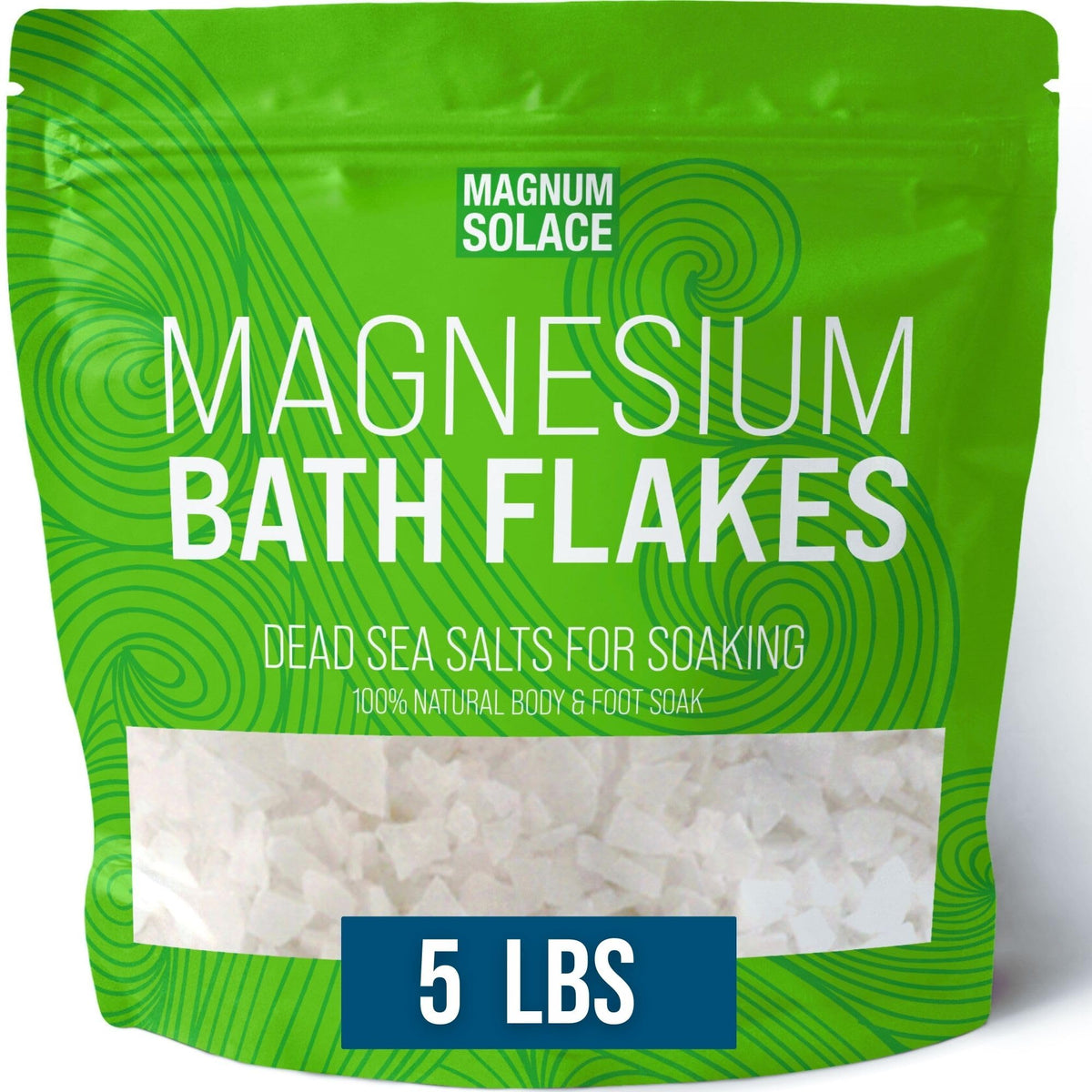 Magnum Solace bath magnesium flakes label for a soothing soak