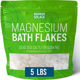 Magnum Solace bath magnesium flakes label for a soothing soak