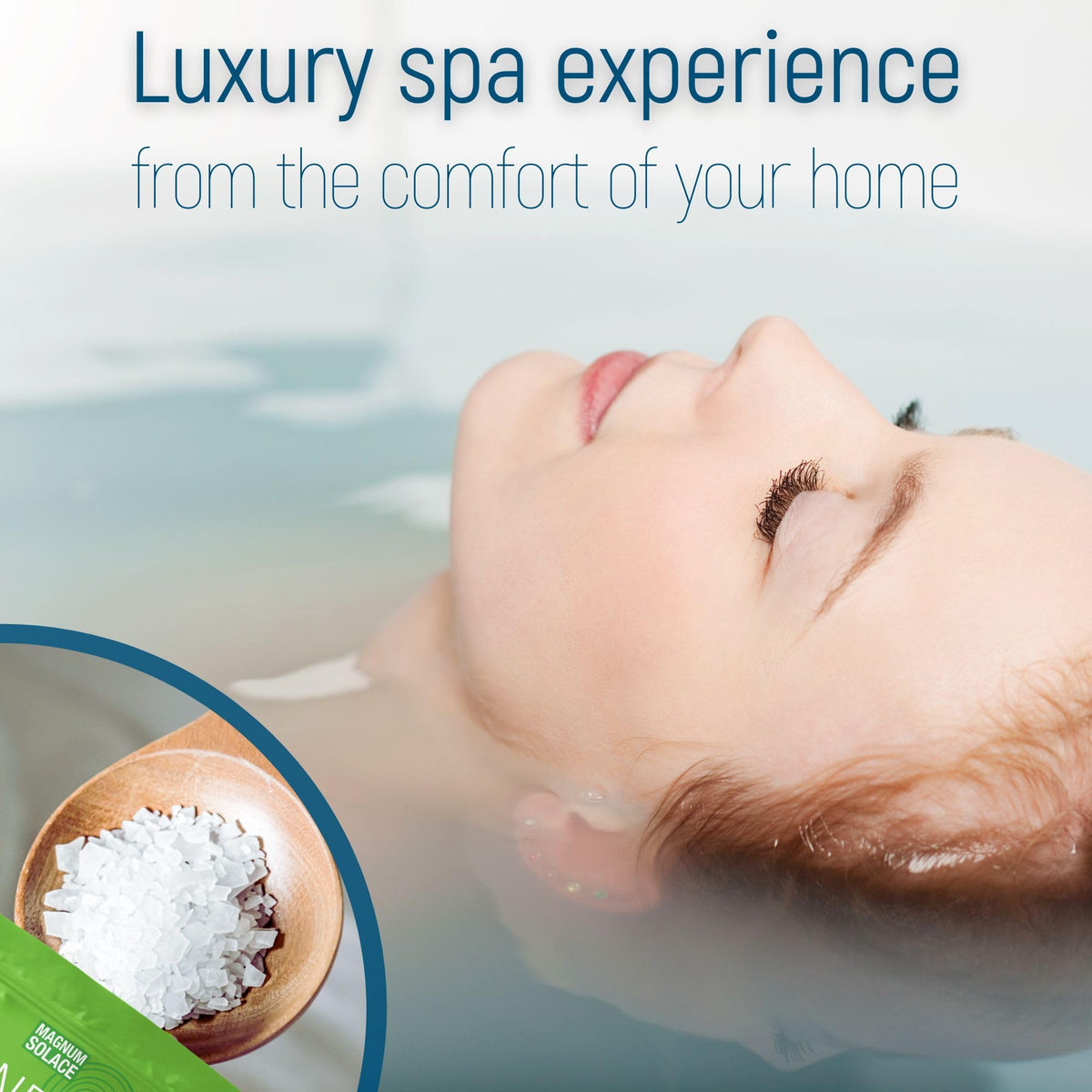 Magnum Solace magnesium flakes dissolving in water for a calming bath