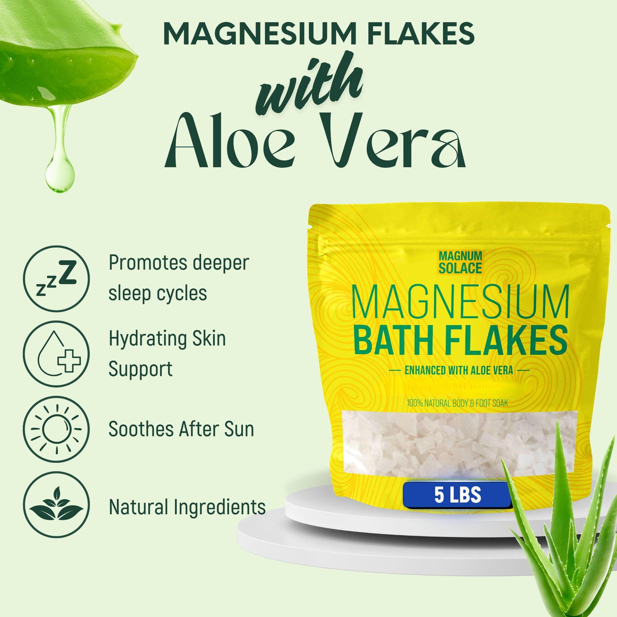 Magnum Solace Dead Sea salts for soaking, finely granulated and ready to dissolve.