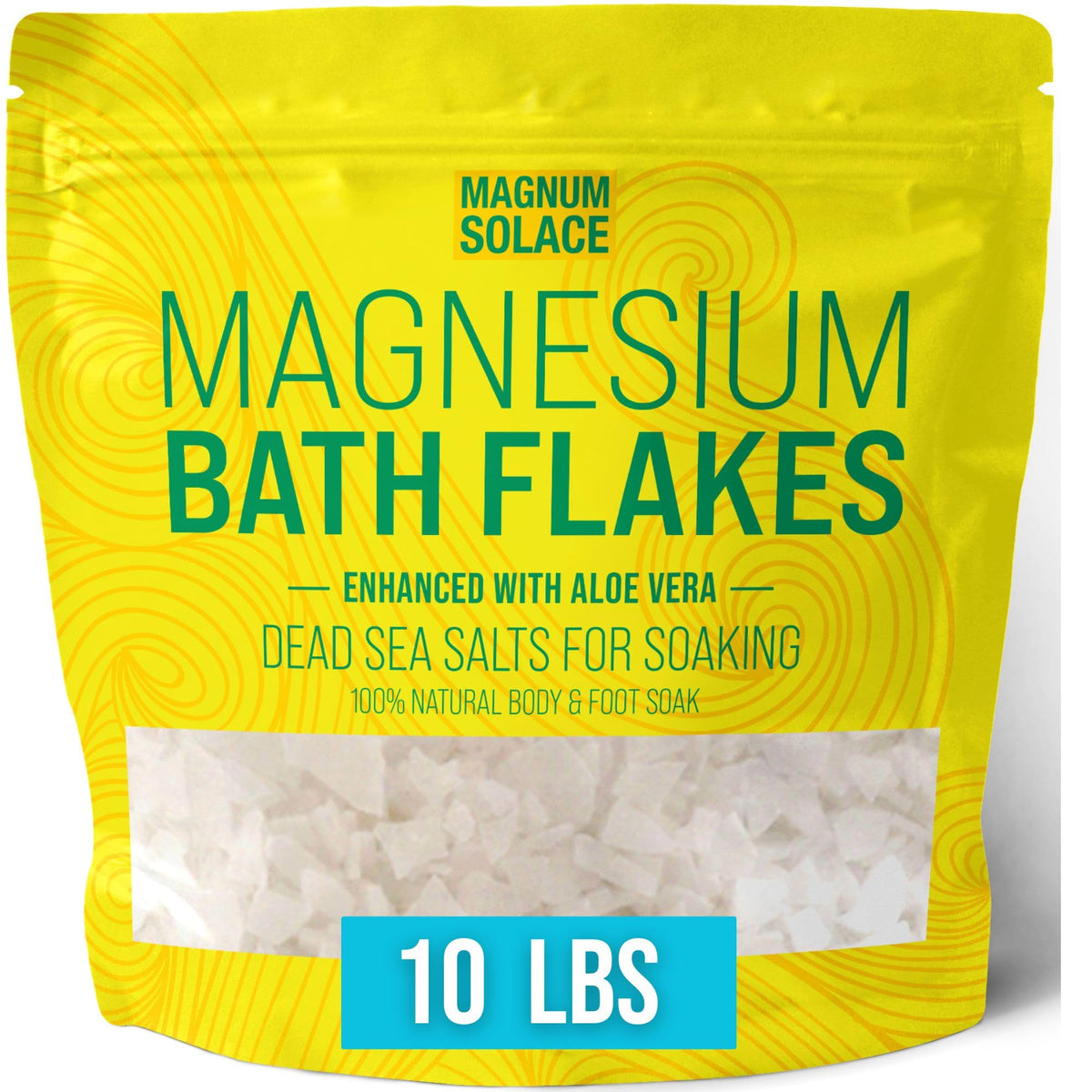 Magnum Solace magnesium bath flakes with Dead Sea salt for a soothing 10 lb soak