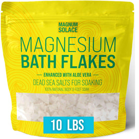 Magnum Solace magnesium bath flakes with Dead Sea salt for a soothing 10 lb soak