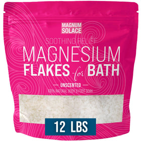 Magnum Solace magnesium flakes for bath crystals ready to dissolve for a soothing soak