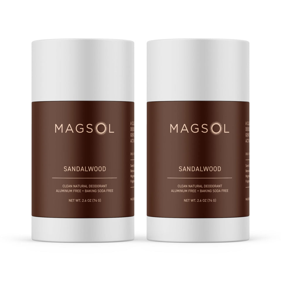 MAGSOL 2-pack front view shows sandalwood deodorant for everyday freshness