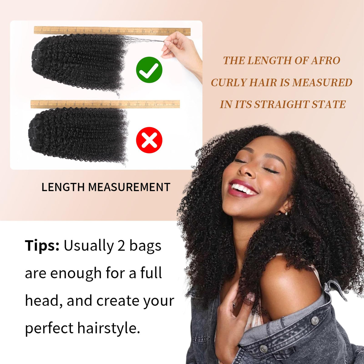 MAHKOTAKU Afro Kinky Curly Clip-Ins Application-Demo shows quick clip-in styling.