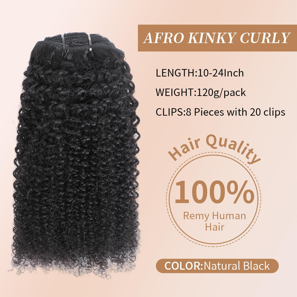 MAHKOTAKU Afro Kinky Curly Clip-Ins Clip-Details highlights secure attachment.