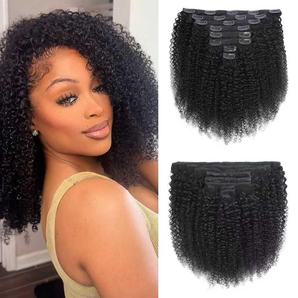 MAHKOTAKU Afro Kinky Curly Clip-Ins Pack shows natural volume and length.