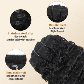 MAHKOTAKU Burmese Curly Clip-In Extensions at 14 inch length for fuller look