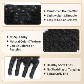 MAHKOTAKU curly clip-ins blending with natural hair for 16 inch look