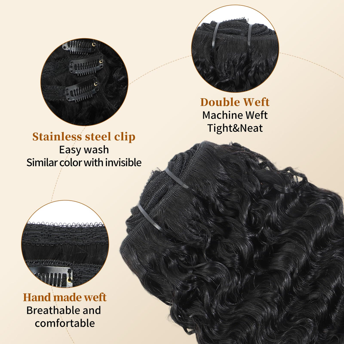 MAHKOTAKU easy wear clip-ins to achieve quick curvy volume