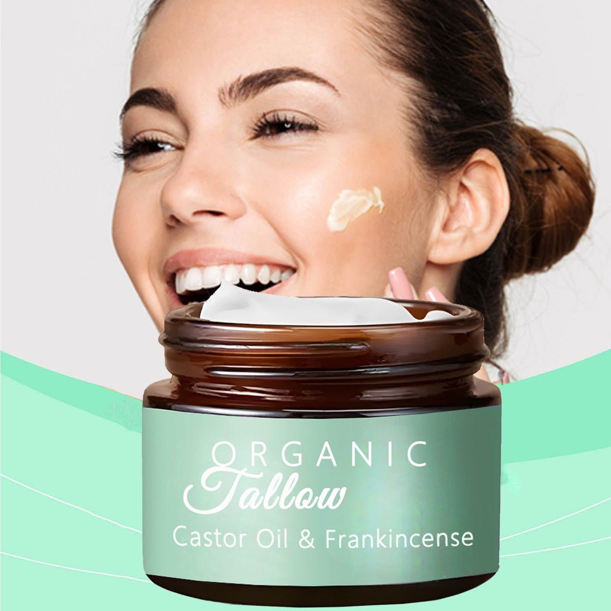 Maidlure beef tallow with castor oil – jar view highlights deep hydration for all skin types.
