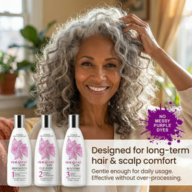 A shelf-ready bottle of CLARIFY enhances grey hair care routine