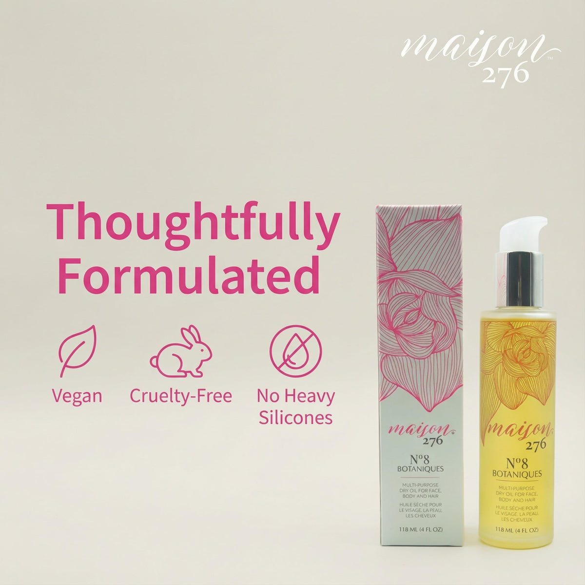 Maison 276 No. 8 Botaniques packaging highlights mature luxury for daily ritual.